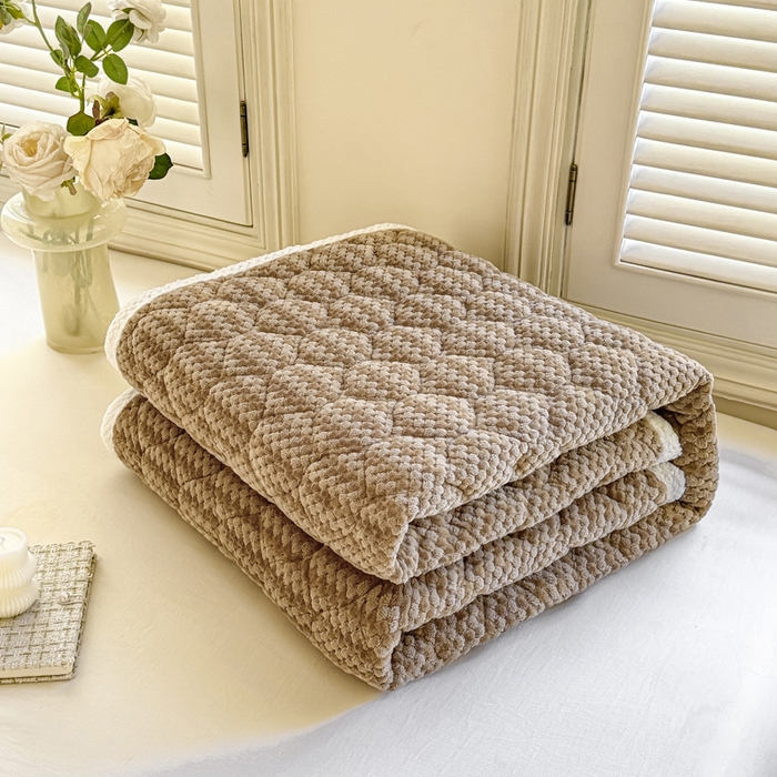 91家纺网 家纺一手货源 找家纺 正邦家纺 2025新款云豆绒加厚保暖夹棉软床垫上下铺床褥学生床护垫 巴洛克金