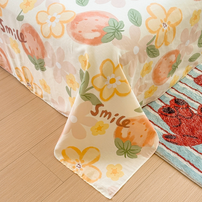 91家纺网 家纺一手货源 找家纺 帛织澜家纺 2025新款12868全棉喷气印花床单单件 草莓物语-A版