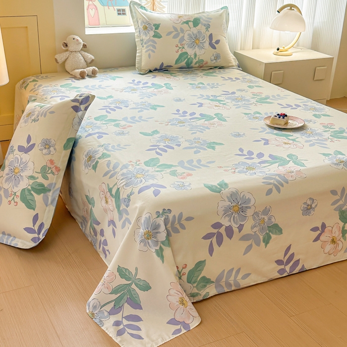 91家纺网 家纺一手货源 找家纺 帛织澜家纺 2025新款12868全棉喷气印花床单单件 花漾星辰-A版