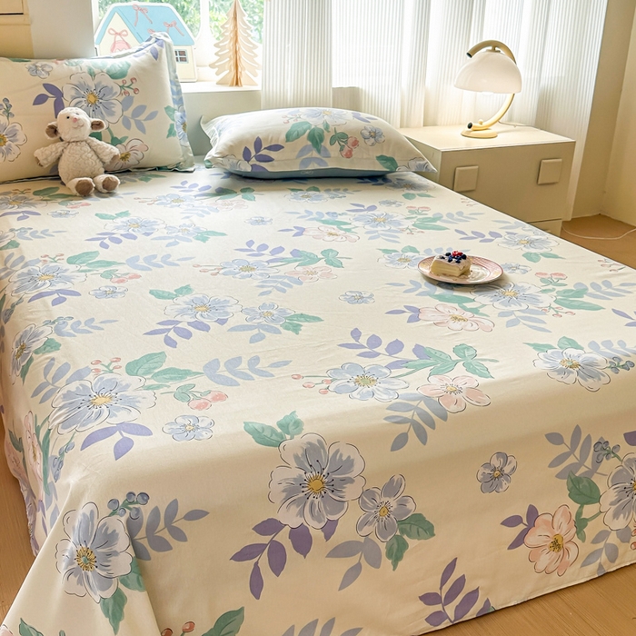 91家纺网 家纺一手货源 找家纺 帛织澜家纺 2025新款12868全棉喷气印花床单单件 花漾星辰-A版