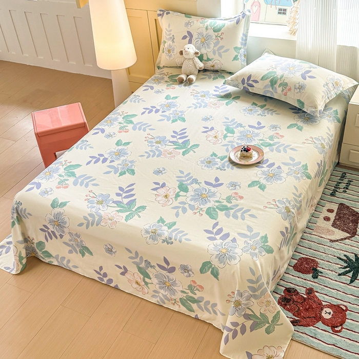 91家纺网 家纺一手货源 找家纺 帛织澜家纺 2025新款12868全棉喷气印花床单单件 花漾星辰-A版