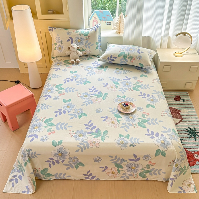 帛织澜家纺 2025新款12868全棉喷气印花床单单件 花漾星辰-A版