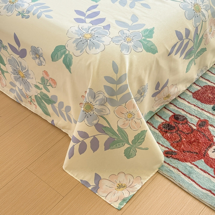 91家纺网 家纺一手货源 找家纺 帛织澜家纺 2025新款12868全棉喷气印花床单单件 花漾星辰-A版