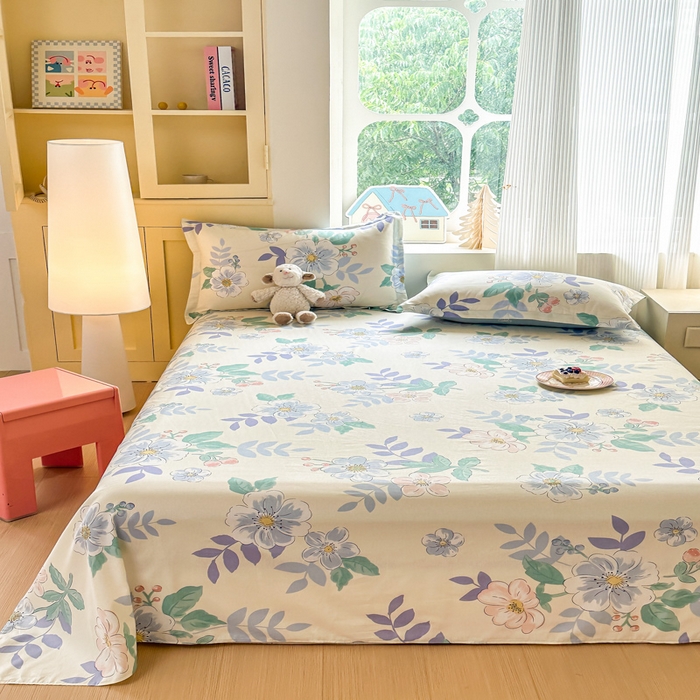 91家纺网 家纺一手货源 找家纺 帛织澜家纺 2025新款12868全棉喷气印花床单单件 花漾星辰-A版