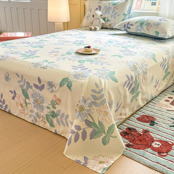 91家纺网 家纺一手货源 找家纺 帛织澜家纺 2025新款12868全棉喷气印花床单单件 花漾星辰-A版