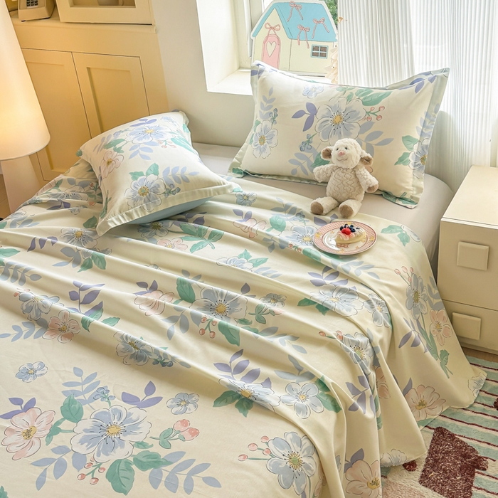 91家纺网 家纺一手货源 找家纺 帛织澜家纺 2025新款12868全棉喷气印花床单单件 花漾星辰-A版