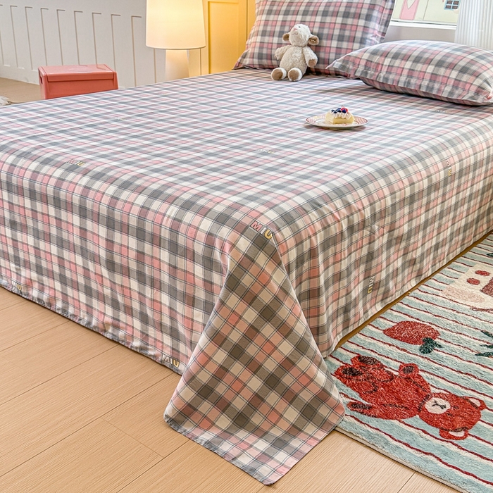 91家纺网 家纺一手货源 找家纺 帛织澜家纺 2025新款12868全棉喷气印花床单单件 木几小格-A版