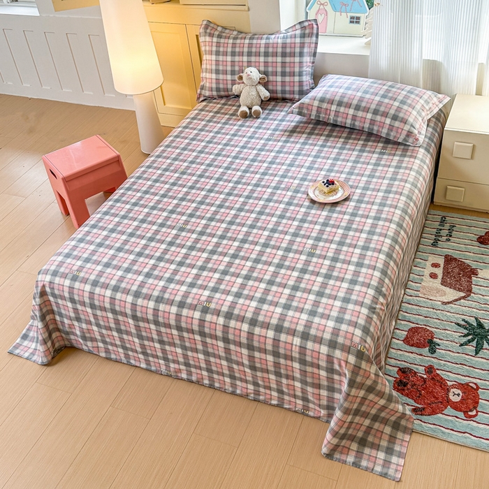 91家纺网 家纺一手货源 找家纺 帛织澜家纺 2025新款12868全棉喷气印花床单单件 木几小格-A版