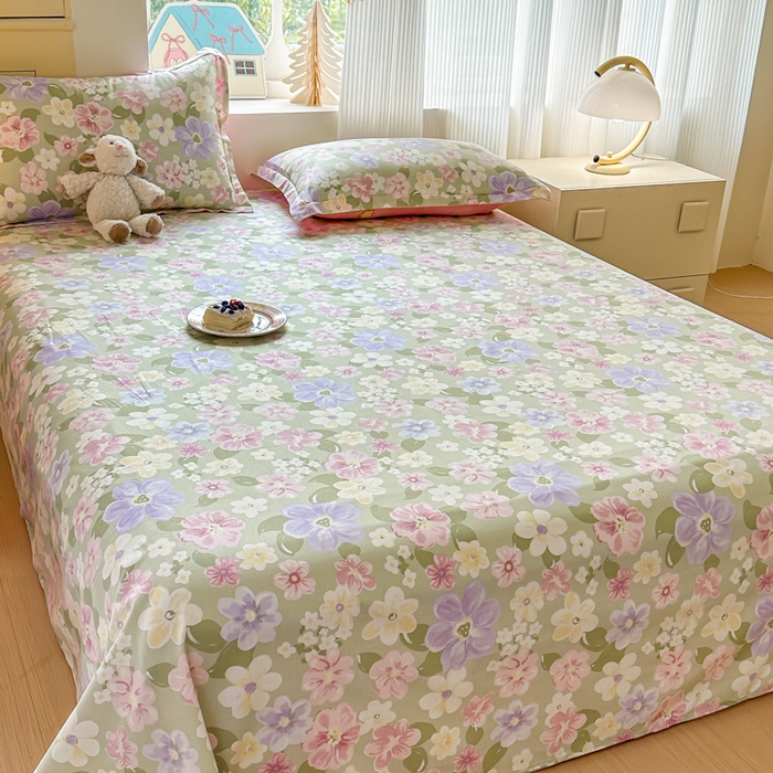 91家纺网 家纺一手货源 找家纺 帛织澜家纺 2025新款12868全棉喷气印花床单单件 七色花海-A版