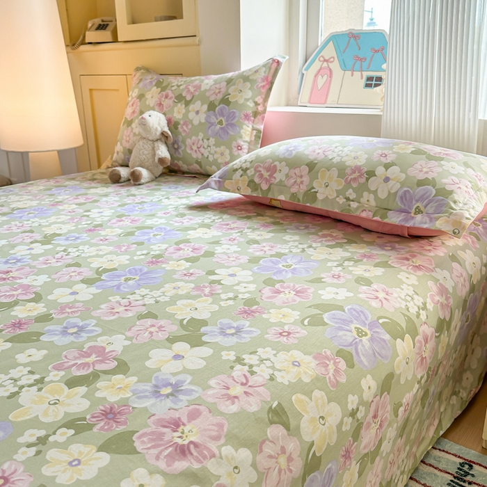 91家纺网 家纺一手货源 找家纺 帛织澜家纺 2025新款12868全棉喷气印花床单单件 七色花海-A版