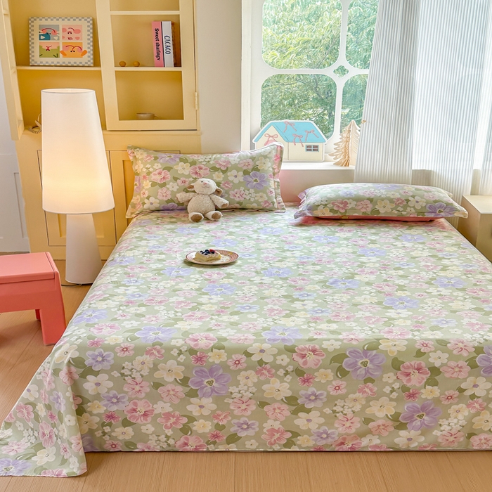 91家纺网 家纺一手货源 找家纺 帛织澜家纺 2025新款12868全棉喷气印花床单单件 七色花海-A版