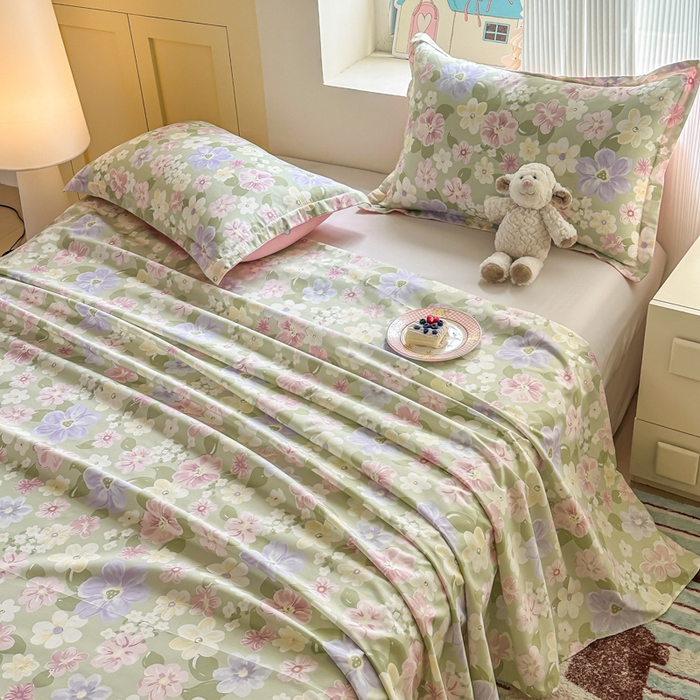 91家纺网 家纺一手货源 找家纺 帛织澜家纺 2025新款12868全棉喷气印花床单单件 七色花海-A版