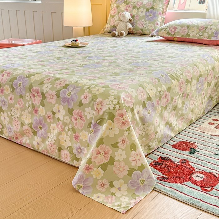 91家纺网 家纺一手货源 找家纺 帛织澜家纺 2025新款12868全棉喷气印花床单单件 七色花海-A版