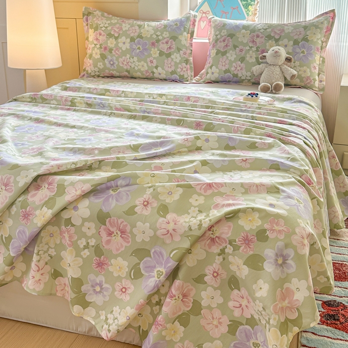 91家纺网 家纺一手货源 找家纺 帛织澜家纺 2025新款12868全棉喷气印花床单单件 七色花海-A版