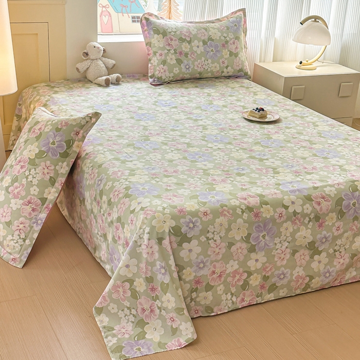 91家纺网 家纺一手货源 找家纺 帛织澜家纺 2025新款12868全棉喷气印花床单单件 七色花海-A版