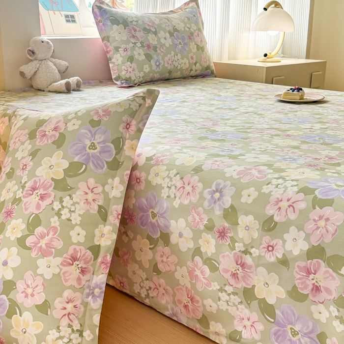 91家纺网 家纺一手货源 找家纺 帛织澜家纺 2025新款12868全棉喷气印花床单单件 七色花海-A版