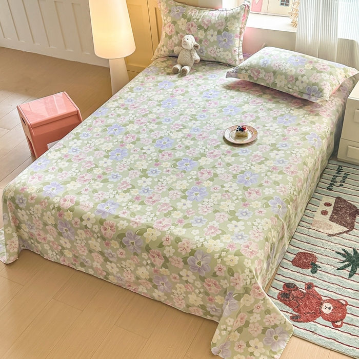 91家纺网 家纺一手货源 找家纺 帛织澜家纺 2025新款12868全棉喷气印花床单单件 七色花海-A版