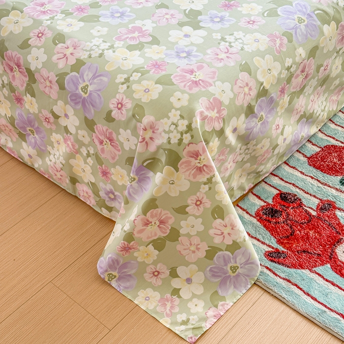 91家纺网 家纺一手货源 找家纺 帛织澜家纺 2025新款12868全棉喷气印花床单单件 七色花海-A版