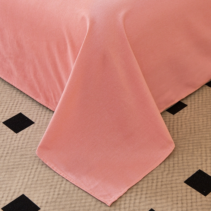 91家纺网 家纺一手货源 找家纺 宇彬家纺 2025直播热新款秋冬全棉四件套精梳生态原棉印花加厚磨毛轻奢铂金床单床笠款三四件套 芬妮（粉）