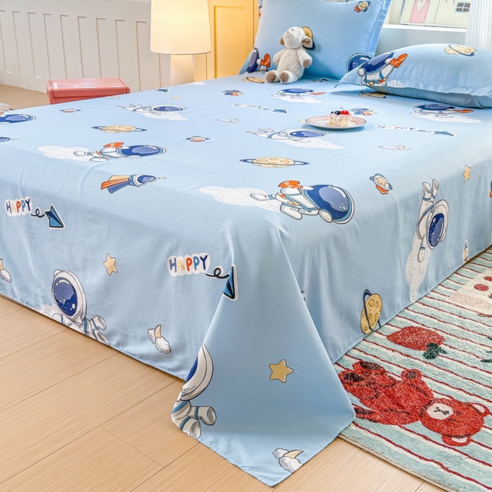 91家纺网 家纺一手货源 找家纺 帛织澜家纺 2025新款12868全棉喷气印花床单单件 太空奇遇-A版