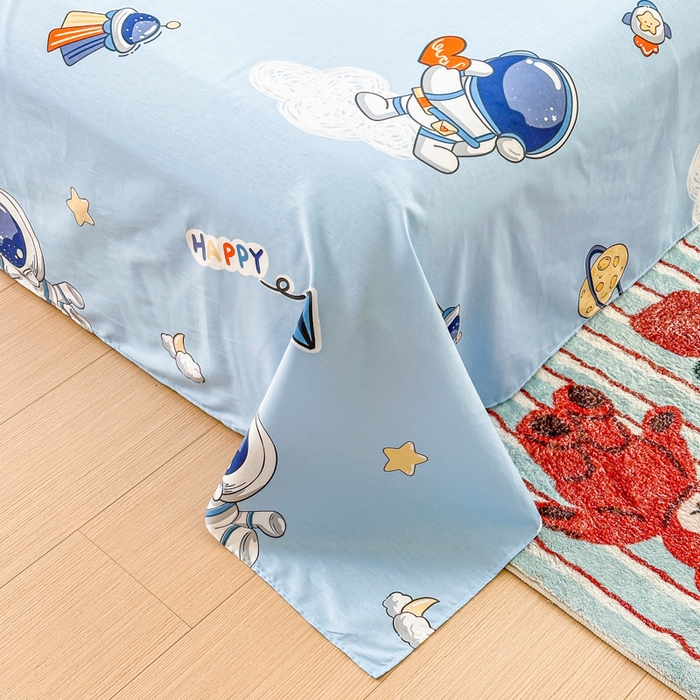 91家纺网 家纺一手货源 找家纺 帛织澜家纺 2025新款12868全棉喷气印花床单单件 太空奇遇-A版