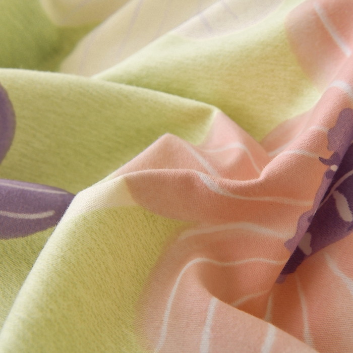 91家纺网 家纺一手货源 找家纺 宇彬家纺 2025直播热新款秋冬全棉四件套精梳生态原棉印花加厚磨毛轻奢铂金床单床笠款三四件套 花颜朵朵（绿）