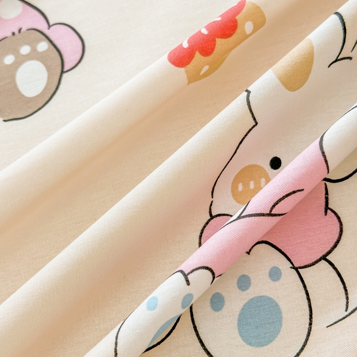 91家纺网 家纺一手货源 找家纺 帛织澜家纺 2025新款12868全棉喷气印花床单单件 星星兔-A版