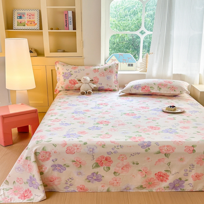 91家纺网 家纺一手货源 找家纺 帛织澜家纺 2025新款12868全棉喷气印花床单单件 遇妍-A版