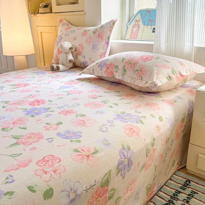 91家纺网 家纺一手货源 找家纺 帛织澜家纺 2025新款12868全棉喷气印花床单单件 遇妍-A版