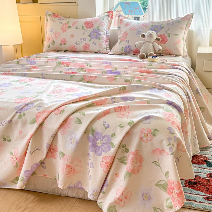 91家纺网 家纺一手货源 找家纺 帛织澜家纺 2025新款12868全棉喷气印花床单单件 遇妍-A版