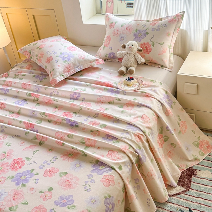 91家纺网 家纺一手货源 找家纺 帛织澜家纺 2025新款12868全棉喷气印花床单单件 遇妍-A版