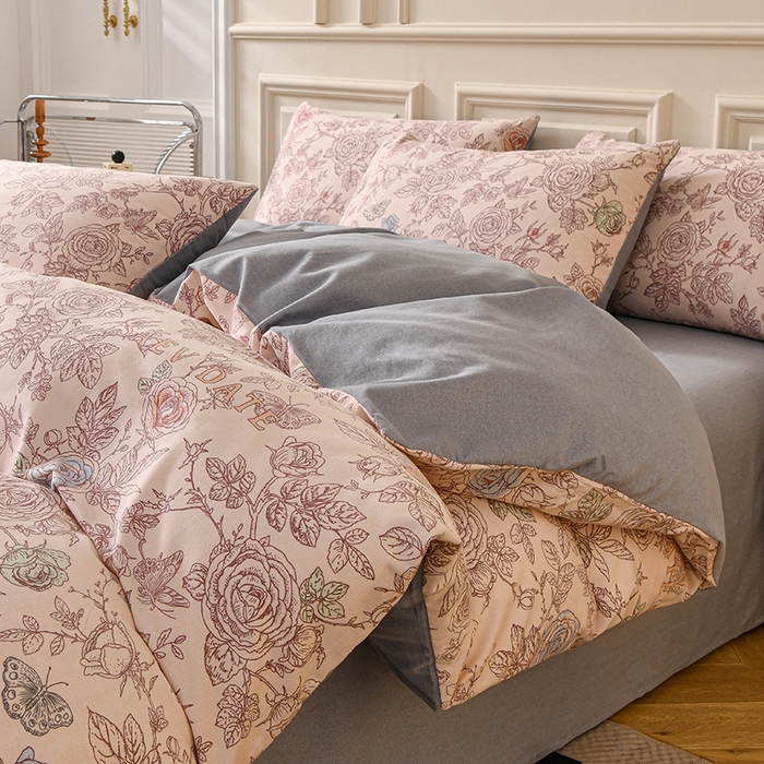 91家纺网 家纺一手货源 找家纺 宇彬家纺 2025直播热新款秋冬全棉四件套精梳生态原棉印花加厚磨毛轻奢铂金床单床笠款三四件套 加州风情（棕）