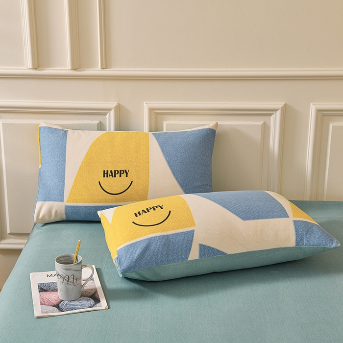 91家纺网 家纺一手货源 找家纺 宇彬家纺 2025直播热新款秋冬全棉四件套精梳生态原棉印花加厚磨毛轻奢铂金床单床笠款三四件套 快乐青春（兰）