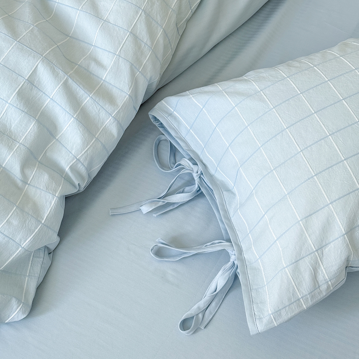 91家纺网 家纺一手货源 找家纺 小春日和 纯棉色织提花四件套人字纹全棉提花床单1.8米床笠民宿三件套加大纯色床单 泡芙-兰