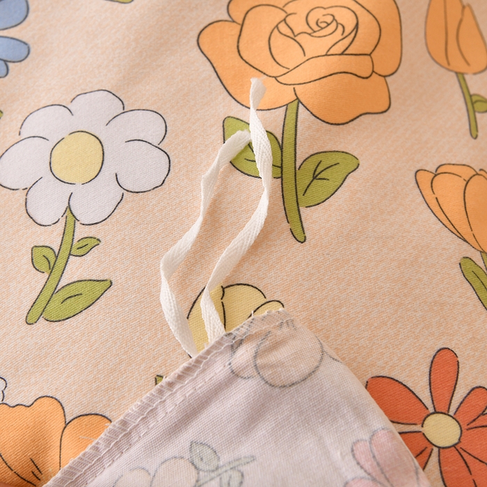 91家纺网 家纺一手货源 找家纺 宇彬家纺 2025直播热新款秋冬全棉四件套精梳生态原棉印花加厚磨毛轻奢铂金床单床笠款三四件套 甜蜜花丛（粉）