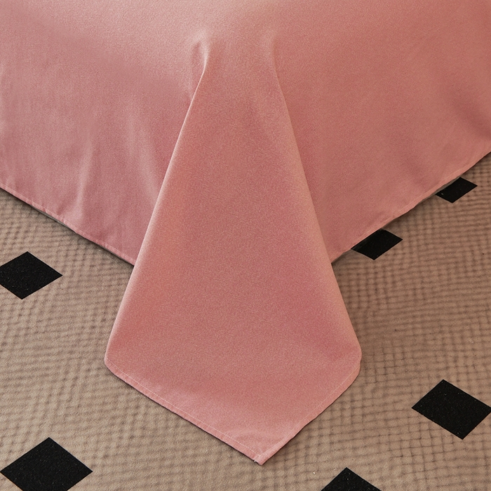 91家纺网 家纺一手货源 找家纺 宇彬家纺 2025直播热新款秋冬全棉四件套精梳生态原棉印花加厚磨毛轻奢铂金床单床笠款三四件套 甜蜜花丛（粉）