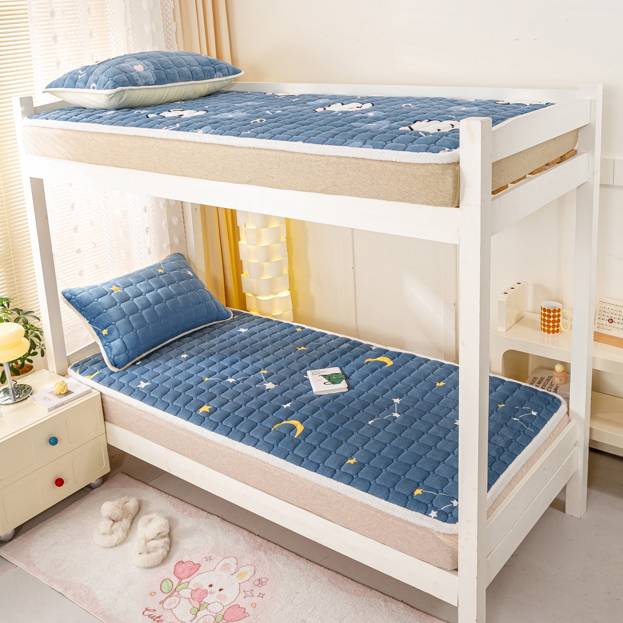 91家纺网 家纺一手货源 找家纺 眠势力 2025新款牛奶绒学生床垫加绒牛奶绒床褥子秋冬保暖珊瑚绒夹棉上下铺床护垫 星月-牛奶绒床垫