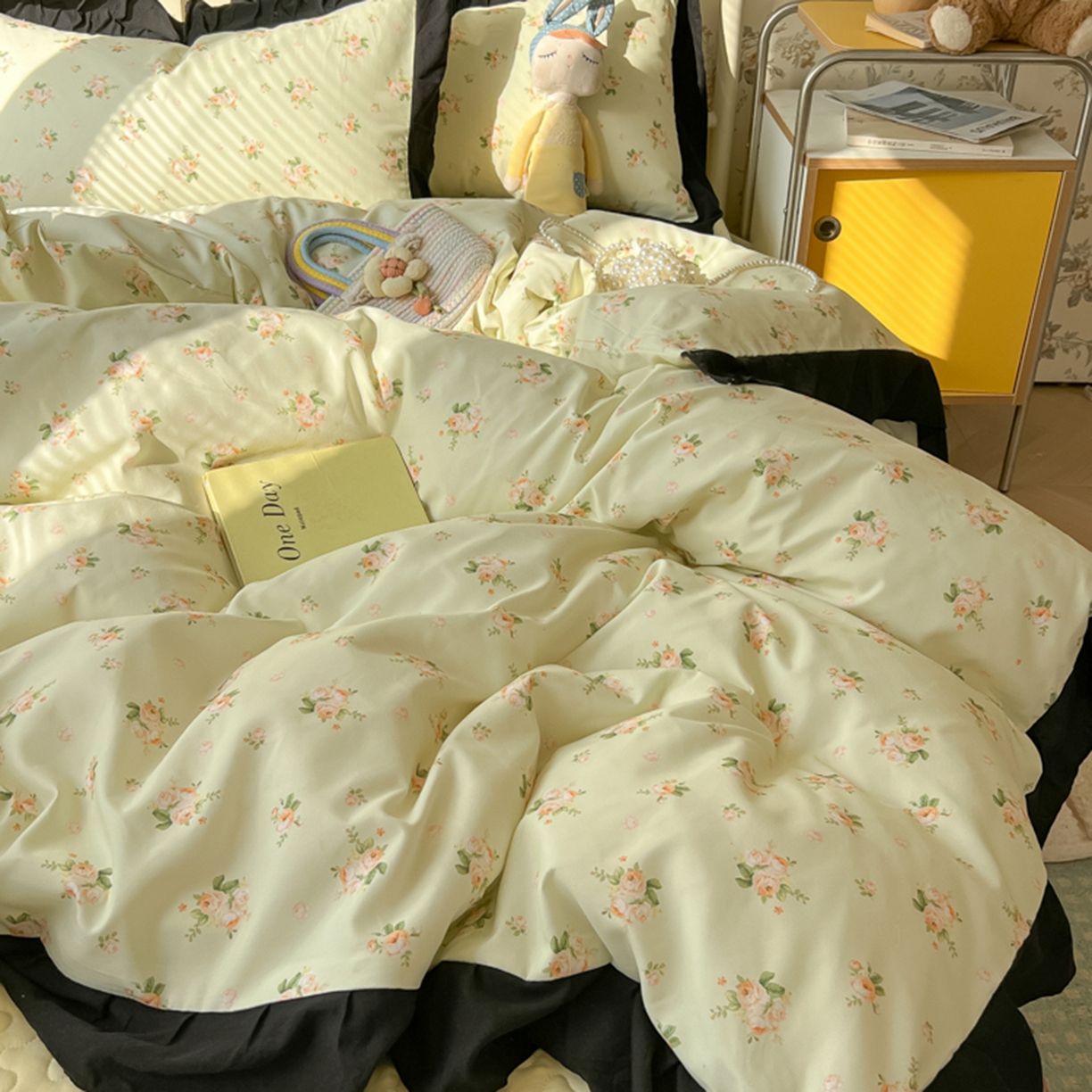 91家纺网 家纺一手货源 找家纺 子钦家纺 2025新款云朵棉水洗棉赫本风床单床笠床盖四件套-安娜 安娜-仲夏