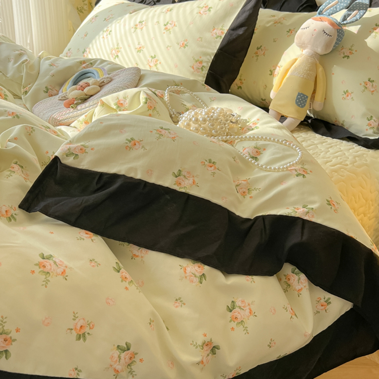 91家纺网 家纺一手货源 找家纺 子钦家纺 2025新款云朵棉水洗棉赫本风床单床笠床盖四件套-安娜 安娜-仲夏