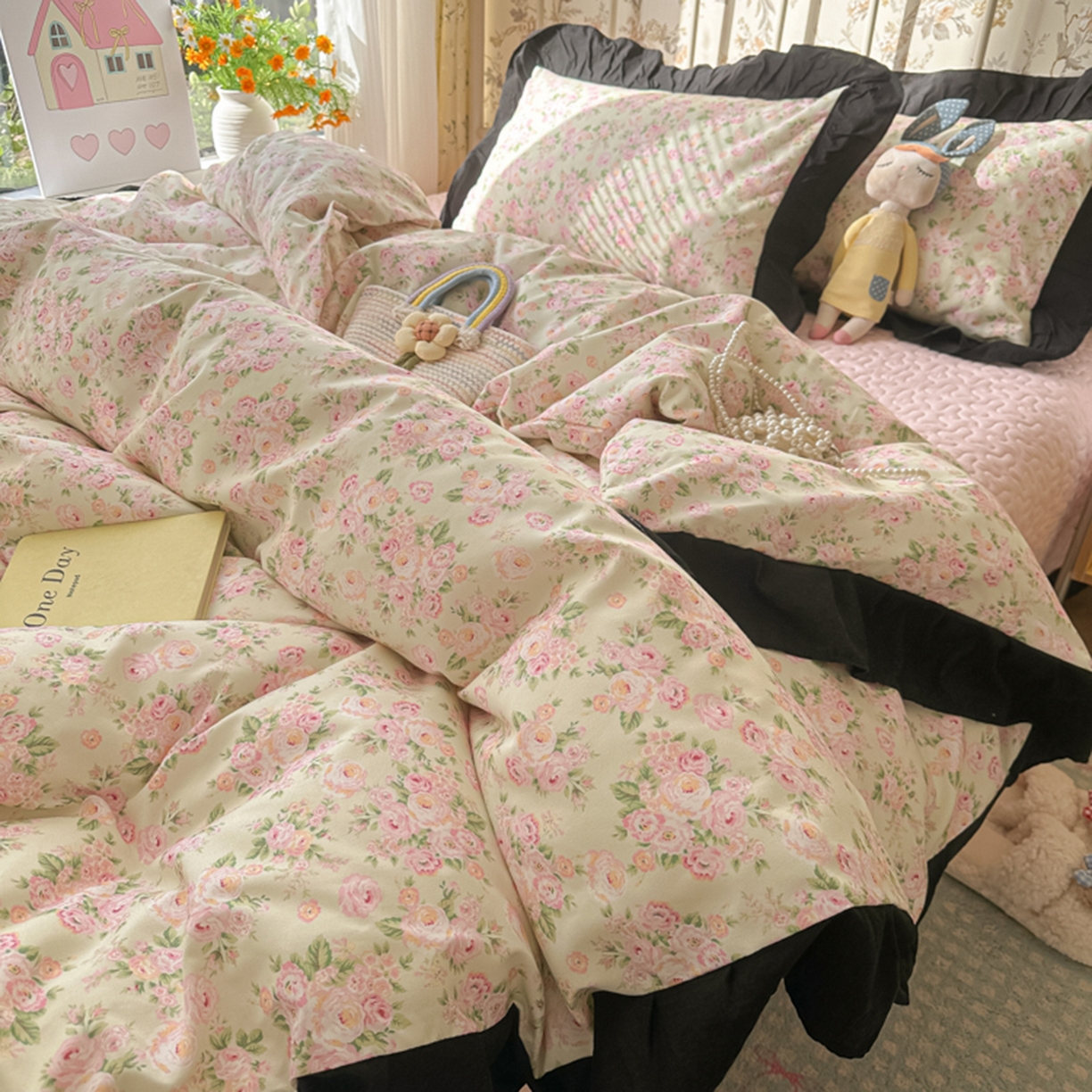 91家纺网 家纺一手货源 找家纺 （总）子钦家纺 2025新款云朵棉水洗棉赫本风床单床笠床盖四件套-安娜