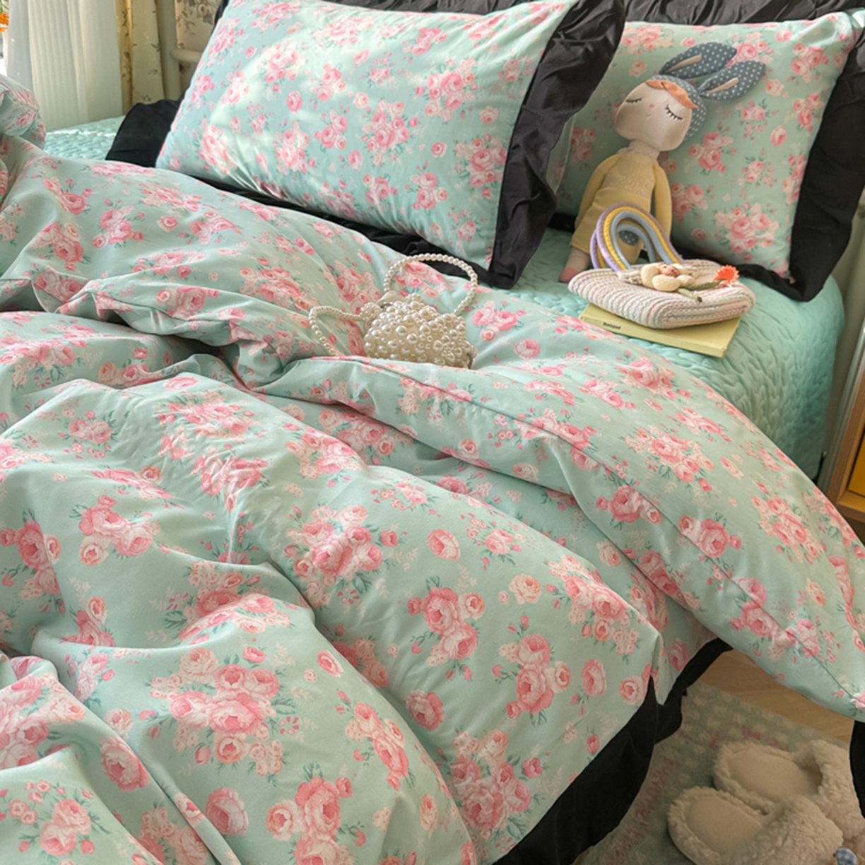 91家纺网 家纺一手货源 找家纺 子钦家纺 2025新款云朵棉水洗棉赫本风床单床笠床盖四件套-安娜 安娜-莱茵河畔