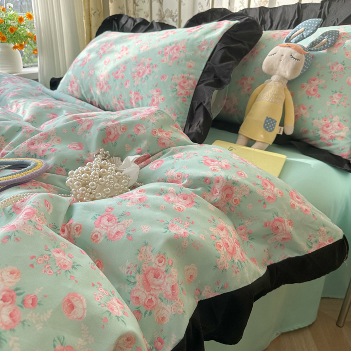 91家纺网 家纺一手货源 找家纺 子钦家纺 2025新款云朵棉水洗棉赫本风床单床笠床盖四件套-安娜 安娜-莱茵河畔