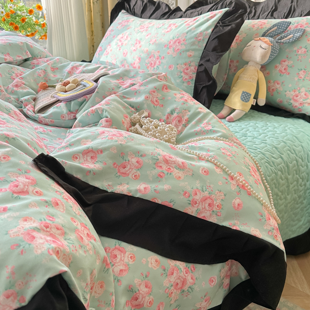 91家纺网 家纺一手货源 找家纺 子钦家纺 2025新款云朵棉水洗棉赫本风床单床笠床盖四件套-安娜 安娜-莱茵河畔