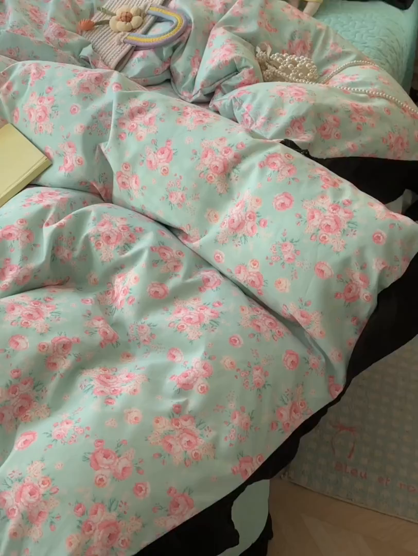 91家纺网 家纺一手货源 找家纺 子钦家纺 2025新款云朵棉水洗棉赫本风床单床笠床盖四件套-安娜 安娜-莱茵河畔