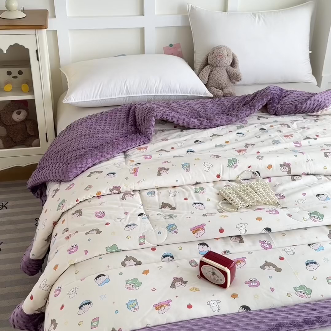 91家纺网 家纺一手货源 找家纺 宜梦家居 2025新款纯棉豆豆被冬被被子被芯 新新一家