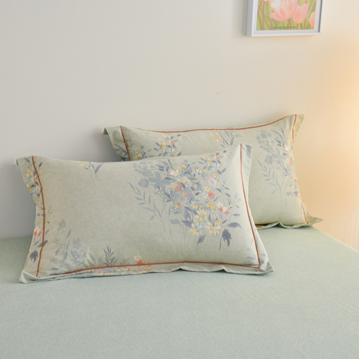 91家纺网 家纺一手货源 找家纺 铭浩 2025新款全棉纯棉数码印花四件套 秘密花园-绿