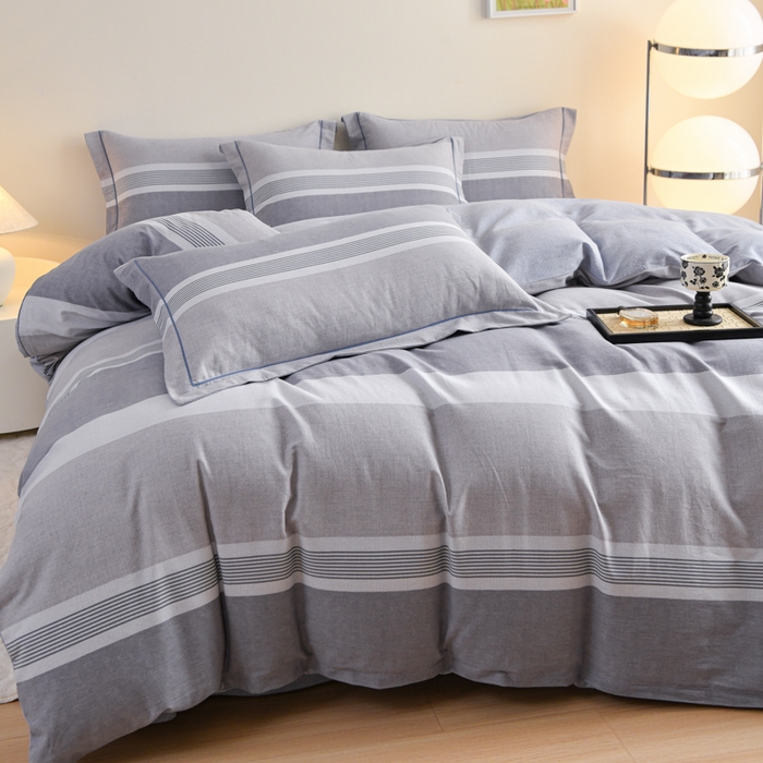 91家纺网 家纺一手货源 找家纺 铭浩 2025新款全棉纯棉数码印花四件套 南烟-灰