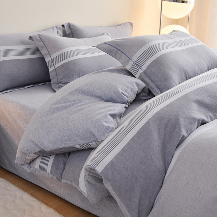 91家纺网 家纺一手货源 找家纺 铭浩 2025新款全棉纯棉数码印花四件套 南烟-灰