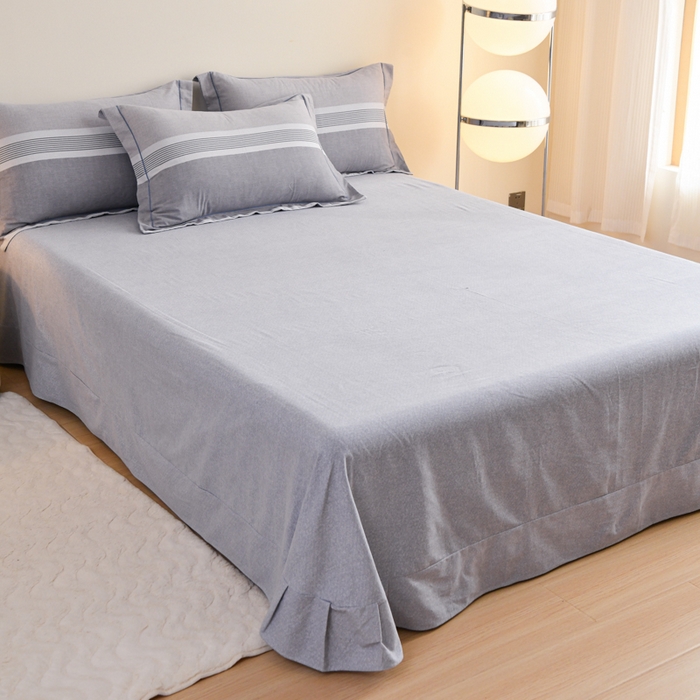 91家纺网 家纺一手货源 找家纺 铭浩 2025新款全棉纯棉数码印花四件套 南烟-灰