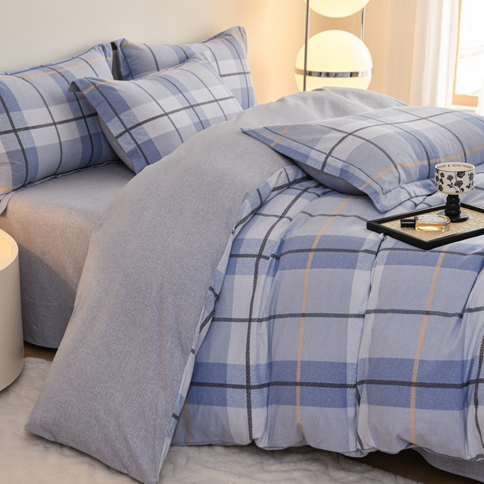 91家纺网 家纺一手货源 找家纺 铭浩 2025新款全棉纯棉数码印花四件套 诺卡-蓝